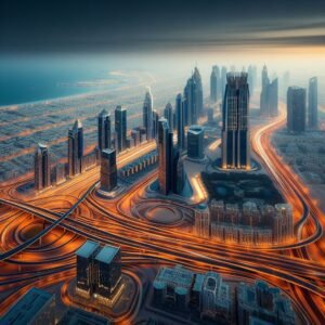 Dubai's iconic skyline with towering skyscrapers