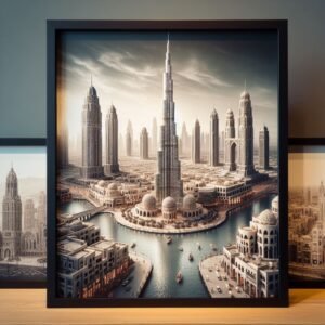Photographs of iconic cultural landmarks in Dubai